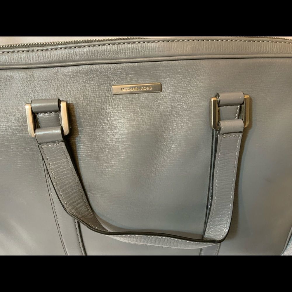 MICHAEL KORS Men’s Leather Briefcase Grey Laptop Bag *EXCELLENT* - Picture 3 of 12
